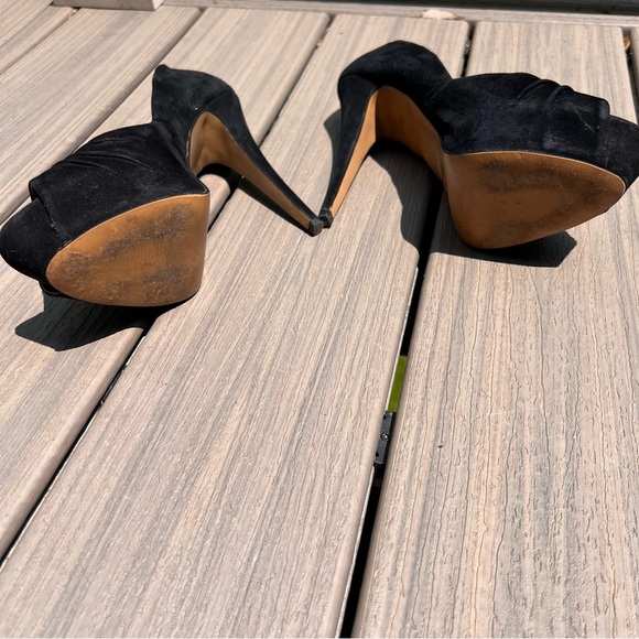 Aldo Elegant Black Suede Peep-Toe Heels - Picture 6 of 9